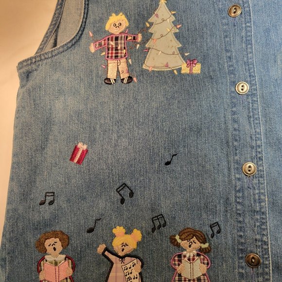 Christopher and Banks Christmas Jean Vest - Picture 4 of 5